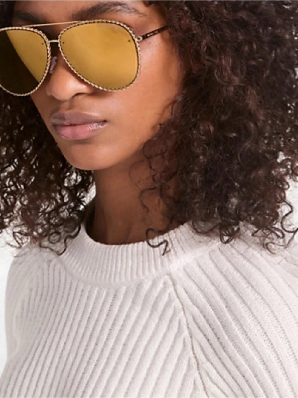 Michael Kors Gold-Tone Aviator Sunglasses with Braided Trim